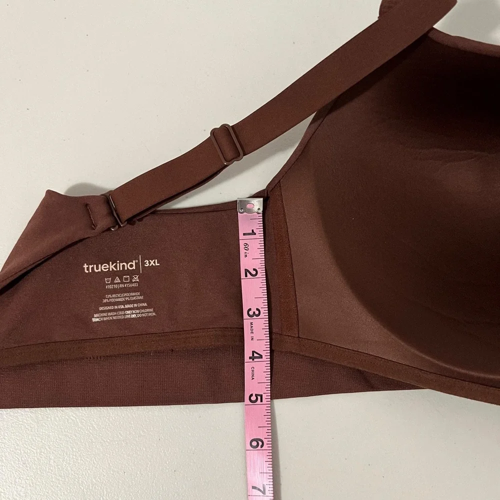 TrueKind Comfort Full Coverage Seamless Bra Brown 3XL Adjustable Straps